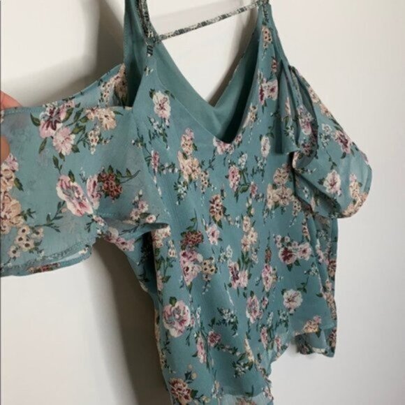 Xhilaration Women Green Floral Off Shoulder Crop Top Plus Size XXL - Picture 6 of 8